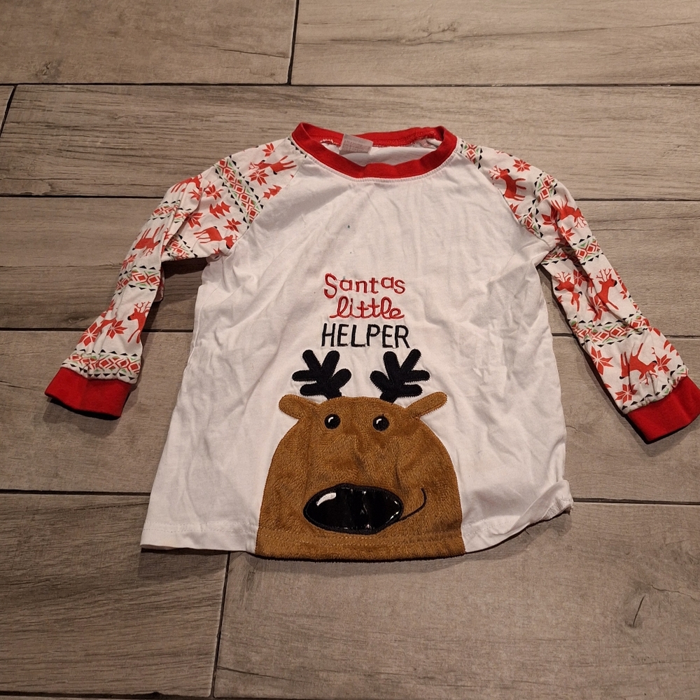 🐣 Santa's Little Helper long sleeve reindeer Christmas pajama top🦋🐯🐠🍬🍿🍕🐬